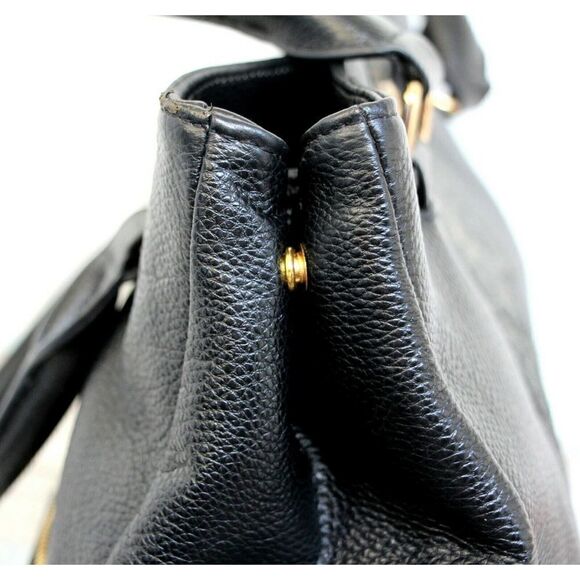 LRG ERICA ANENBERG BLACK GENUINE LEATHER TURN LOCK SATCHEL SHOULDER BAG HANDBAG - Picture 10 of 12